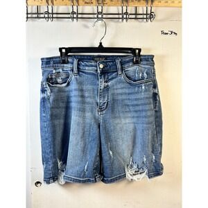 Judy Blue Distressed Denim Shorts Womens XL Blue JB15259MD Excellent Bermuda